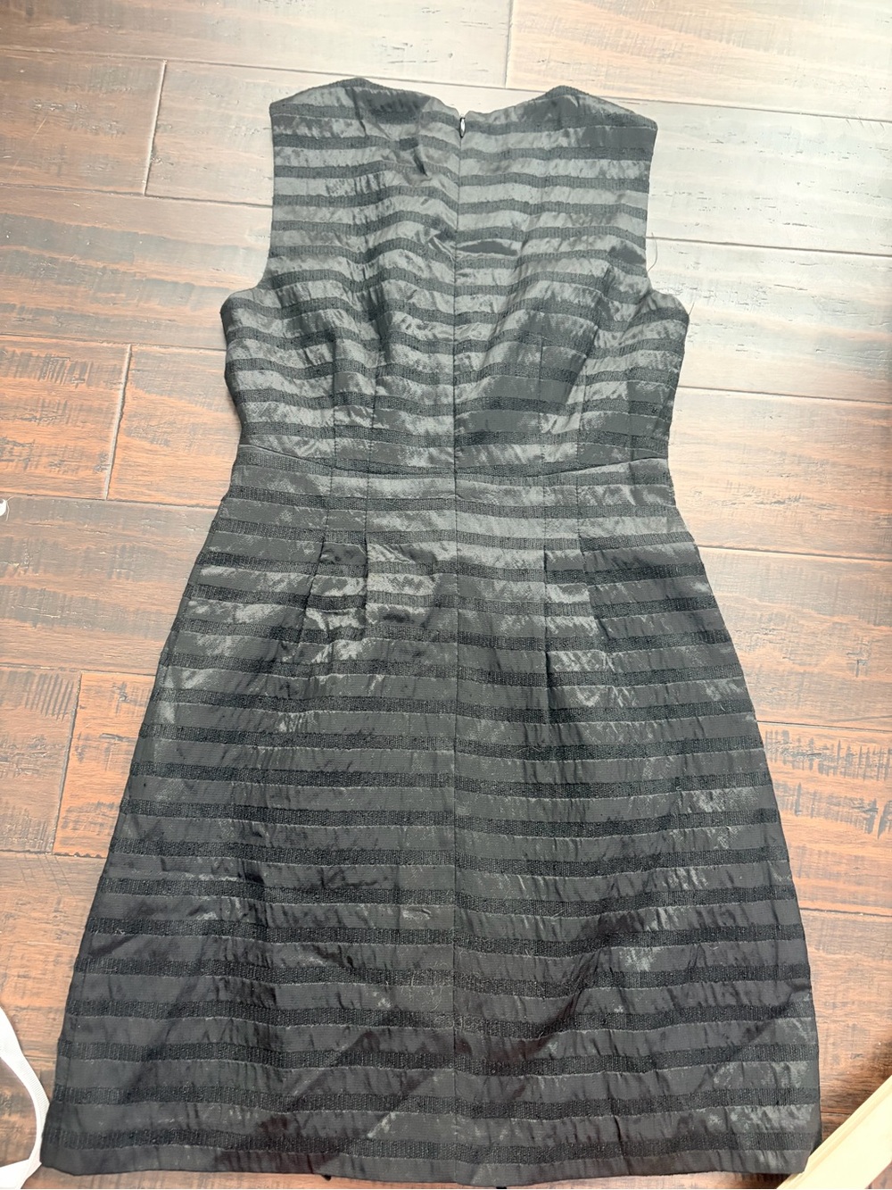 Classic Black Sleeveless Fit & Flare Dress Nanette lepore striped mesh - Picture 3 of 7